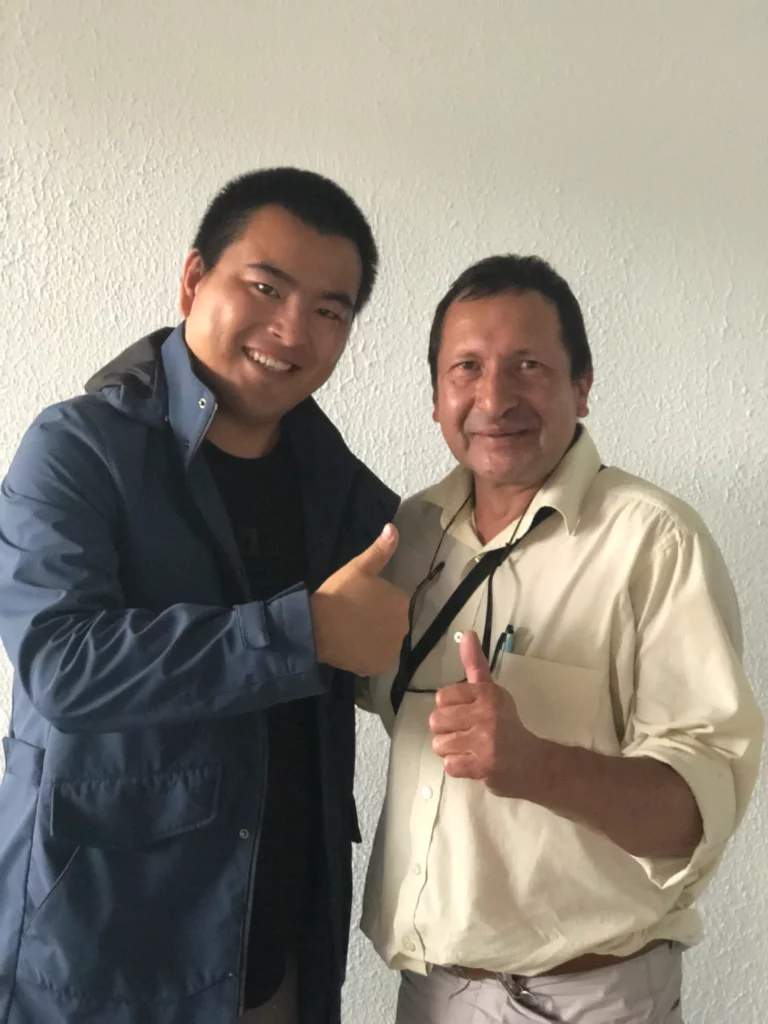 Akicare representative with a business contact during a visit