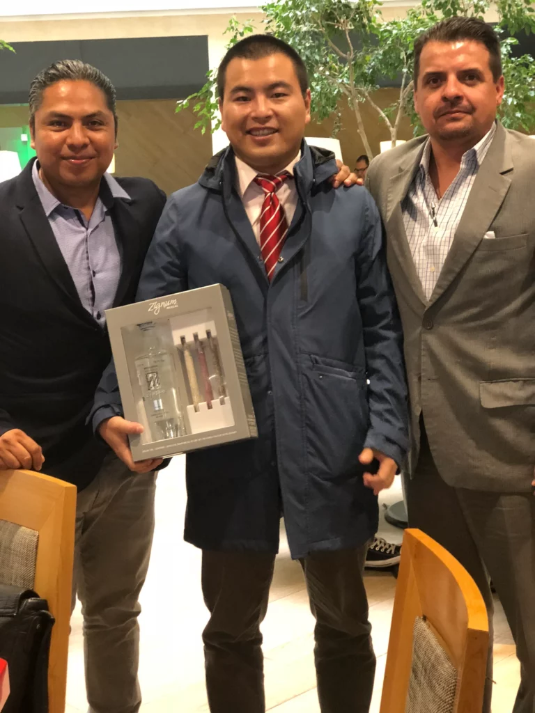 Akicare representative with business contacts holding a case of ultrasound probes