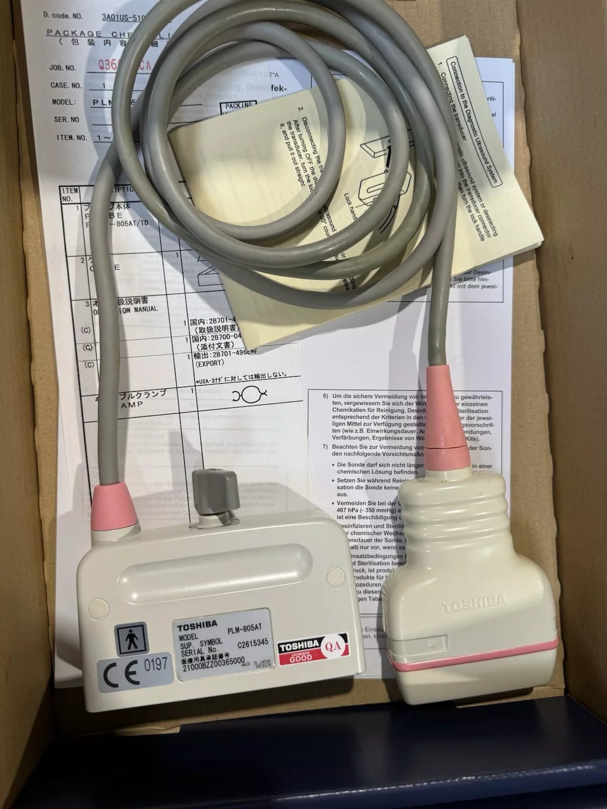 Toshiba PLM-805AT ultrasound probe